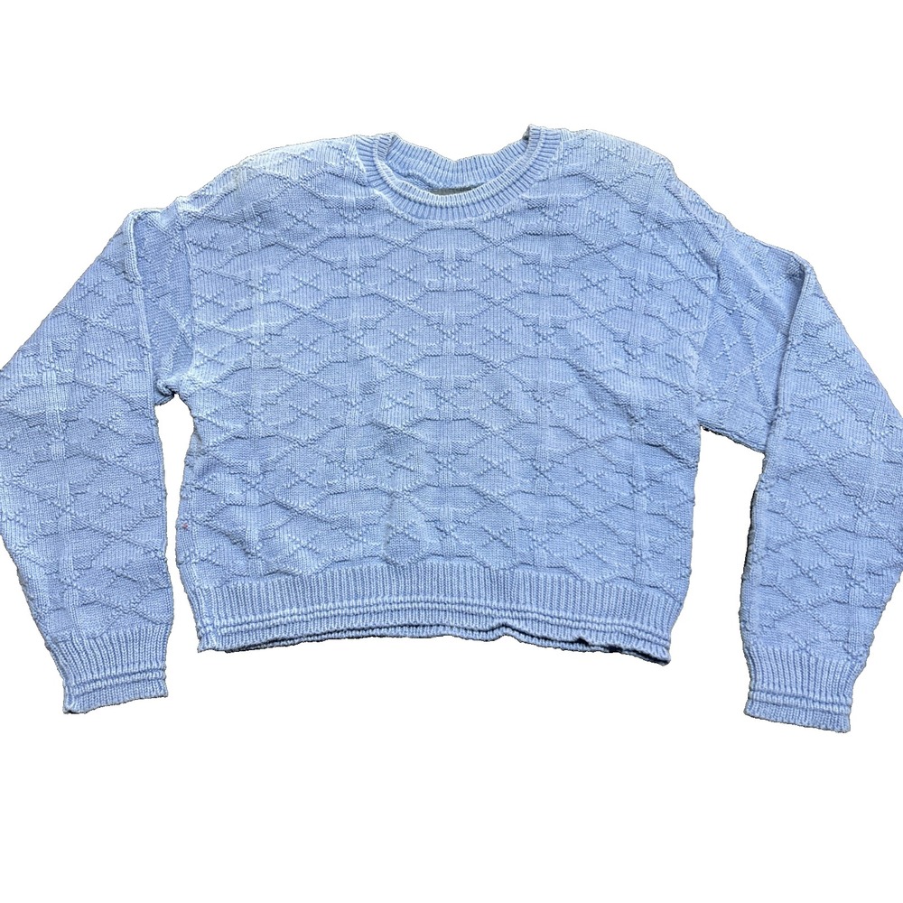 Vintage LizWear Knit Sweater Medium Petite 100% Cotton Crew Neck 90s Granny Core